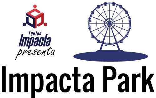 Ícono de una dinámica presencial que ofrece Equipo Impacta para mejorar el trabajo en equipo: Impacta Park. Fondo transparente con la figura de una rueda de la fortuna en color azul que representa una dinámica presencial.